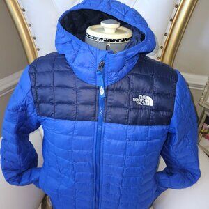 The North Face Boys L (14/16) Blue Hooded Puffer Jacket Quilted Winter Coat